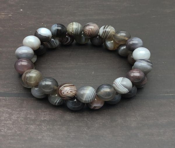 

10mm natural botswana agate bracelet beaded bracelets gemstone gift for men women5281725, Black