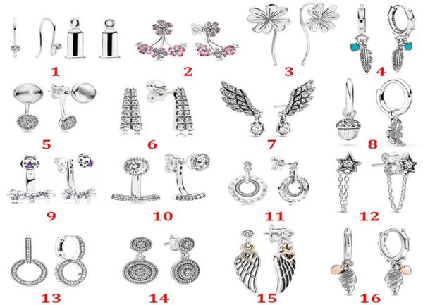 

925 sterling silver stud brand new sparkling double hoop earrings divine feather earrings high jewelry birthday engagement dust ba7413490, Golden;silver