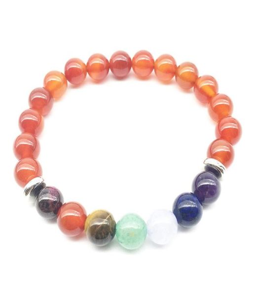 

sn1342 fashion bracelet for women trendy natural carnelian 7 chakra mala yoga bracelet meditative yogi balance jewelry5571018, Black