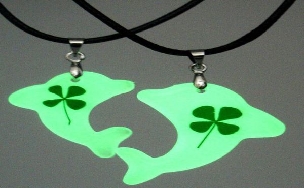

design dried flowers clover necklace handmade couple pendant necklace luminous heart resin necklace6384870, Silver