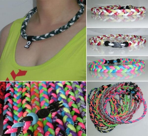 

triple braided titanium choker tornado sports baseball rope necklaces9378145, Golden;silver