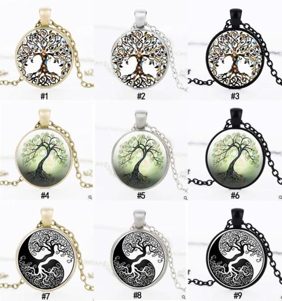 

fashion tree of life pendant necklaces time gem cabochon glass charm silver black bronze link chain for women men s luxury jewelry2641510