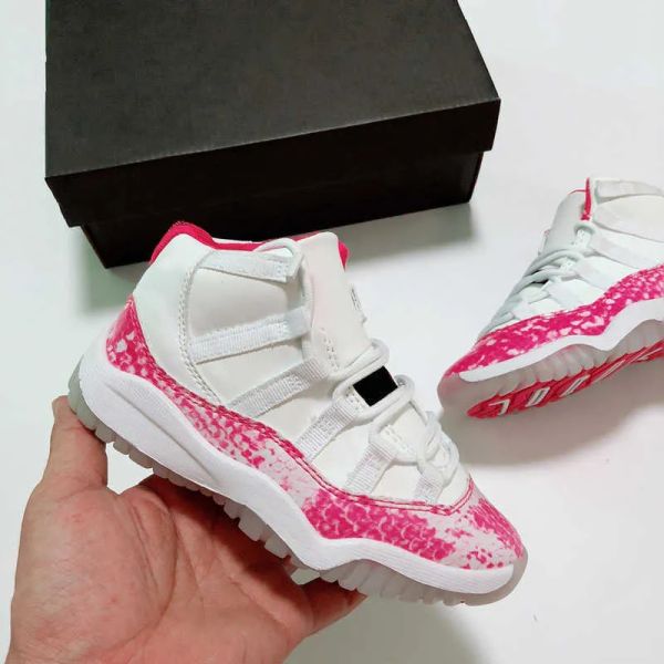 

athletic & outdoor big bred 11s boys girls children kids sneaker shoes pink navy blue snakeskin 72-10 size 4y 5yeegp, Black