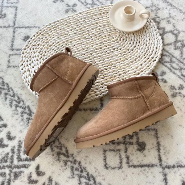 

2023 designer tasman slippers chestnut fur slides sheepskin shearling tazz mules women men ultra mini platform slip-on shoes suede upper com, Black