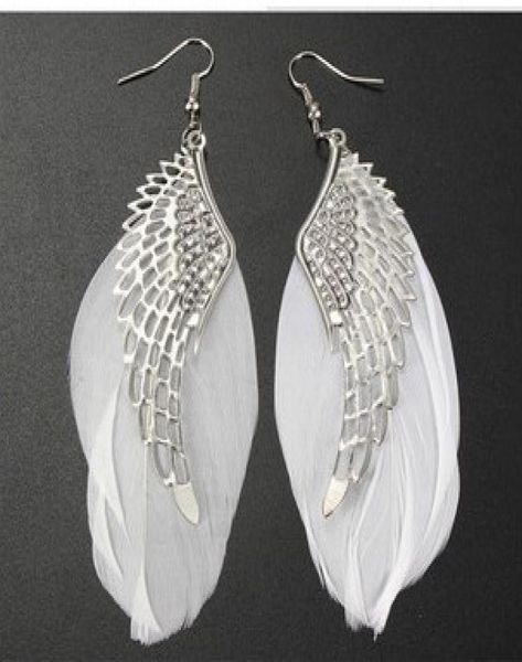 

new feather wing dangle drop earrings alloy white sliver chandelier long earrings for women christmas gift new statement jewelry7043775, Silver