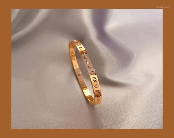 

bangle titanium steel bracelet female roman numerals simple fashion personality men and women the same couple18602108, Black