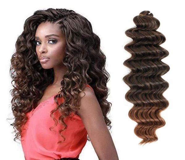 

20inch deep wave bulk braiding hair synthetic crochet braids for women afro curls braid hair extensions 80gpack ls033811065, Black