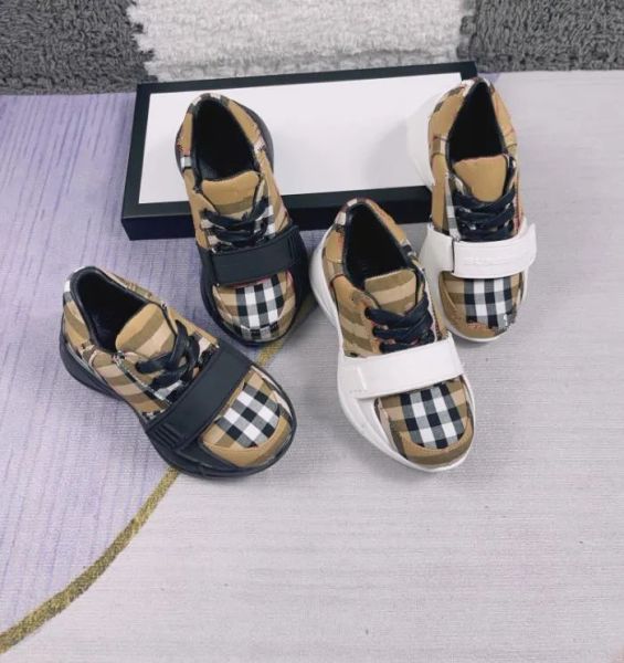 

children designer baby shoes for boys girls fashion stripe embroidery pattern comfortable kids genuine leather casual sneakers, Black