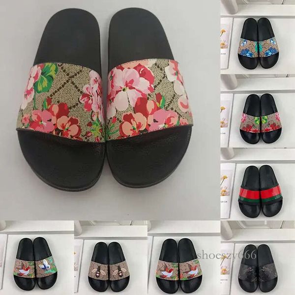 

size 36-48 designers slippers for men women floral slides flats platform sandals rubber brocade slides mules flip flops beach shoes, Black