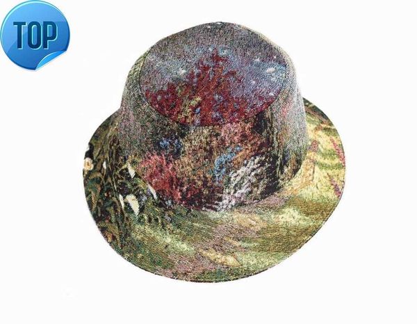

custom design tapestry bucket hats with velvet lining, Blue;gray