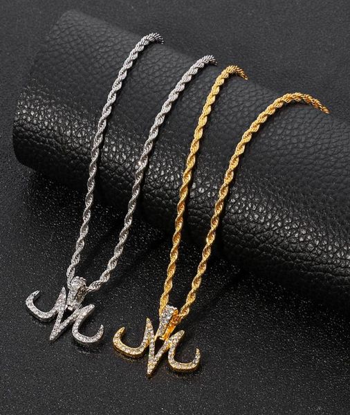 

hiphop style m letter pendant necklace dragon magic logo majin buu tattoos marks gold silver color link chain jewelry necklaces6518215