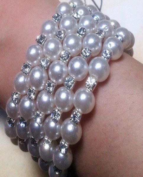 

shining 3 row 4 row rhinestone pearls bracelet multilayer stretch pearls bracelet bridal rhinestone bracelet wedding party 8403541, Golden;silver