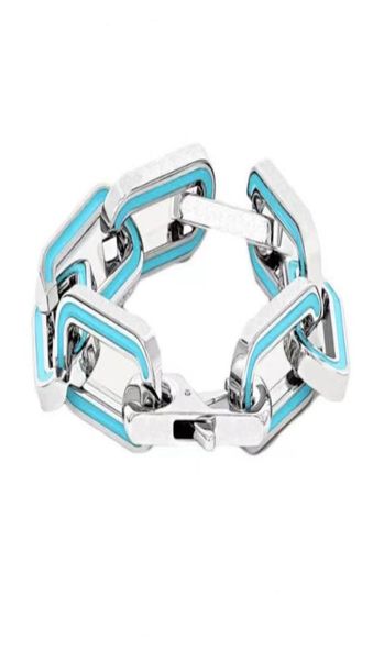 

fashion mens women blue cuban link stainless steel bracelets bangles lovers gift hip hop jewelry with box nrj7974562, Silver