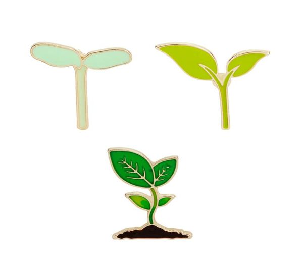 

bean sprouts seedling enamel pins and brooches natural green tree seedling plant badge brooch for suit clothes bag hat for girls7265285, Gray