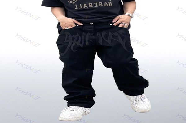 

men039s jeans four seasons y2k emo fashion black street embroidery low cut loose straight pants hip hop clothes 2212026398953, Blue