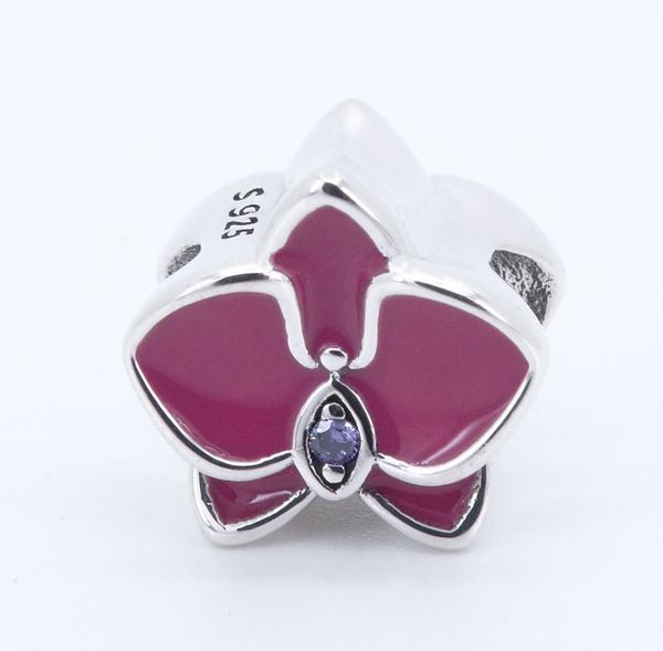 

orchid radiant orchid enamel & purple cz 2017 summer 100% 925 sterling silver bead fit bracelet authentic charm fashion jewelry8673961, Black