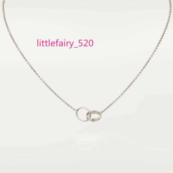 

new classic design double loop charms pendant love necklace for women girls 316l titanium steel wedding jewelry collares collier, Silver
