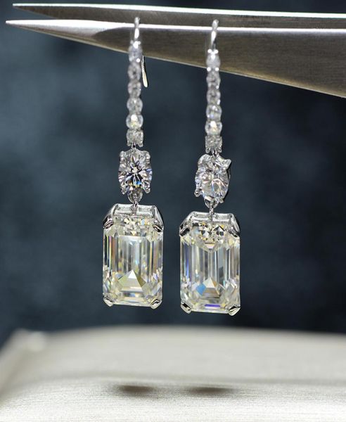 

luxury 925 sterling silver created moissanite gemstone white gold drop dangle hook earrings fine jewelry gift whole8675027