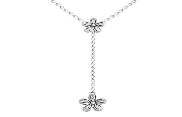 

dazzling daisies pendants necklaces for women clear cz 925 sterling silver jewelry spring flowers statement chains2870591