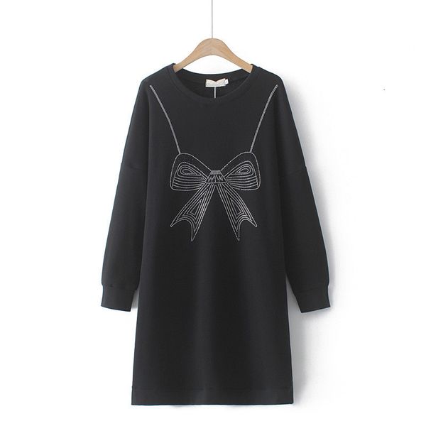 

plus size dresses size dress for women in winter stroke round neck long sleeve diamond decoration velvet thickening large 230711, Black