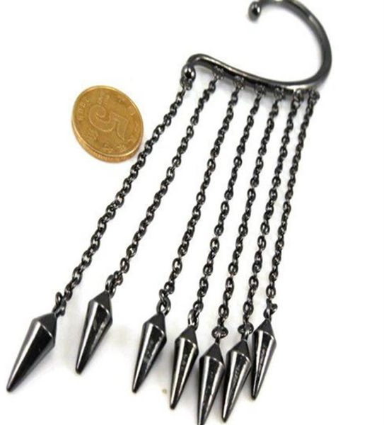

24pcs whole fashion punk ear cuff tassels metal rivent earrings ear clip bullet hook earring281c5952565, Silver