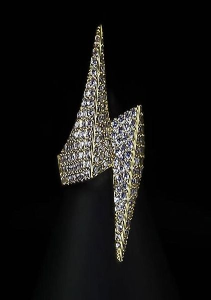 

14k white gold diamond lightning rings iced out bling men039s zirconia hip hop ring luxury deisnger ring gifts jewelry4752981, Golden;silver
