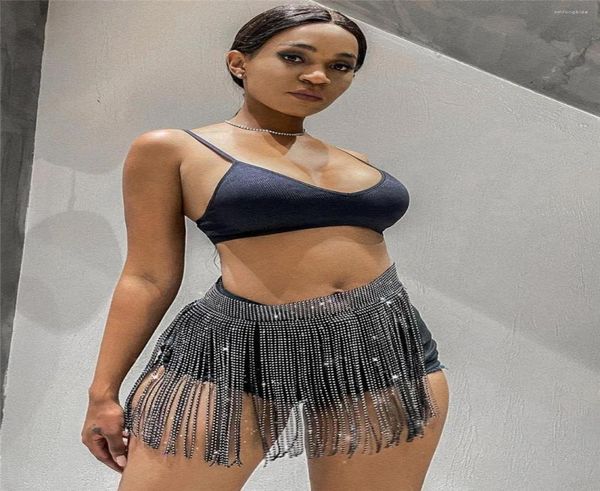 

skirts metal chain summer skirt short festival clothing woman women night club party glitter rhines mini 20221283972, Black