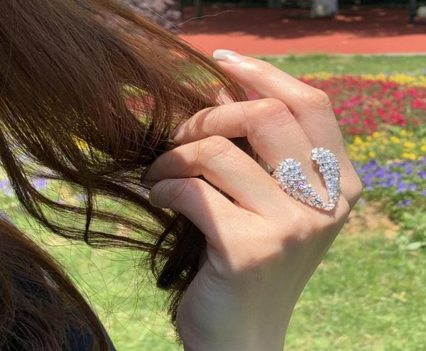 

angle wing ring for women luxury jewelry 925 sterling silver marquise cut z cz diamond wedding engagement band opening adjusta4700733, Slivery;golden