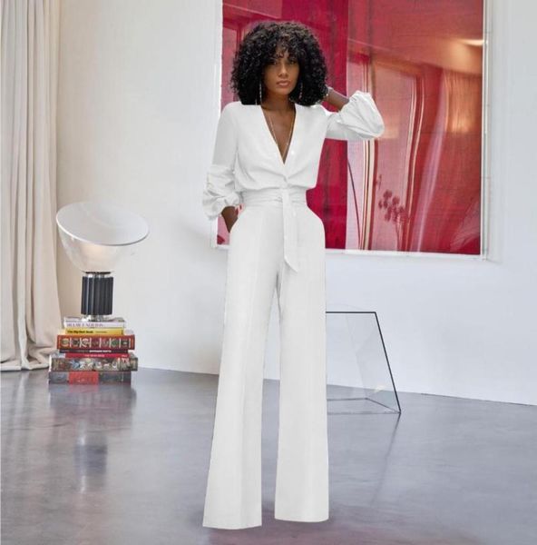 

women039s jumpsuits rompers jumpsuit women casual womens v neck ladies solid long sleeve summer black white blue red8045926