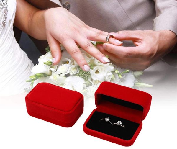

double ring box earrings jewelry packaging case storage gift jewelry boxes display organizer for engagement wedding5684961, Black;white