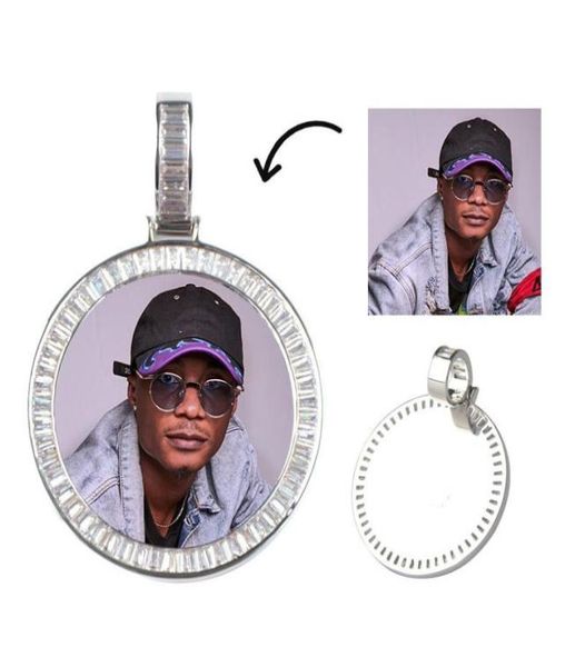 

personalized picture po pendant necklace for women men memory round pendant necklace with tennis chain2668126, Silver