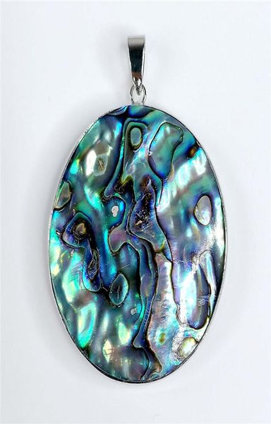 

circle round pendant abalone natural blue green paua shell peacock abalone ocean resort gift 5 pieces9520233, Silver