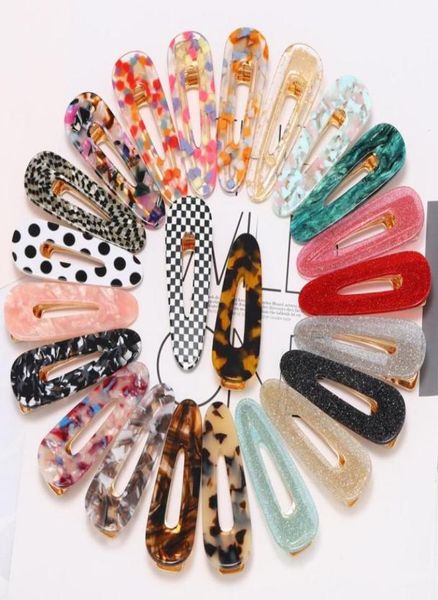 

girls hair barrettes 22 colors waterdrop acrylic triangle hairclip vintage girl women hair clips geometric snap barrette hair pins6158456, Golden;silver