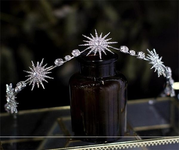 

luxury bridal hair jewelry star headpieces crown s crystal headbands tiaras brides girls headwear wedding accessories 2202237629663, Slivery;golden