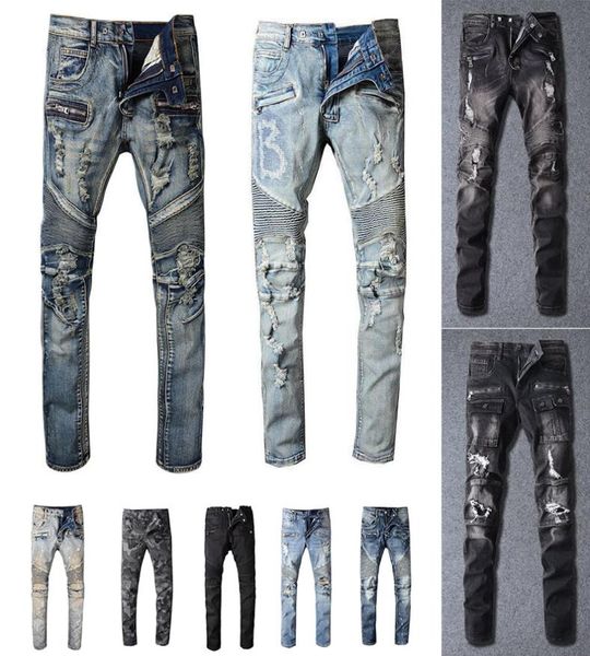

2021 mens designer jeans distressed ripped biker slim fit motorcycle biker denim for men s fashion mans black pants 20ss pour homm5727027, Blue