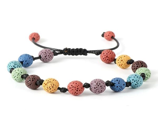 

colored lava stone ethnic bracelet hand weaving adjustable bracelets for women men jewelry4923965, Black