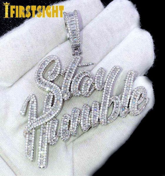 

iced out bling full cz zircon cz letter stay humble pendant necklace gold silver color letters charm men fashion hiphop jewelry 226502661