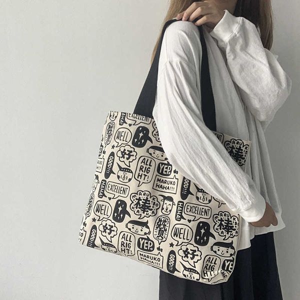 

canvas bag women's large capacity bag university student tot bag class canvas bag small group shoulder casual cloth bag