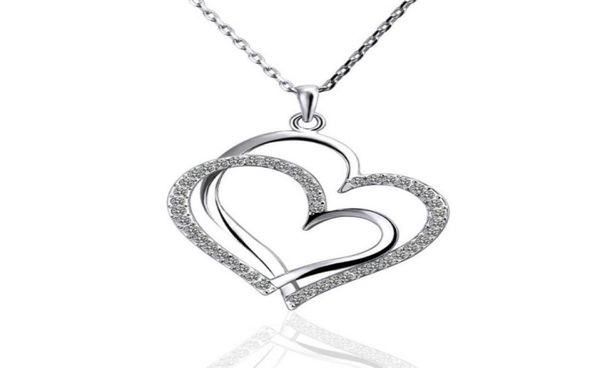 

gift white gold white crystal jewelry necklace for women dgn498heart 18k gold gem pendant necklaces with chains7916034, Silver