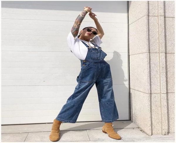 

bell bottom blue jeans bib pants women039s wide legs fashion pant casual loose pocket women clothes trousers 2823977777