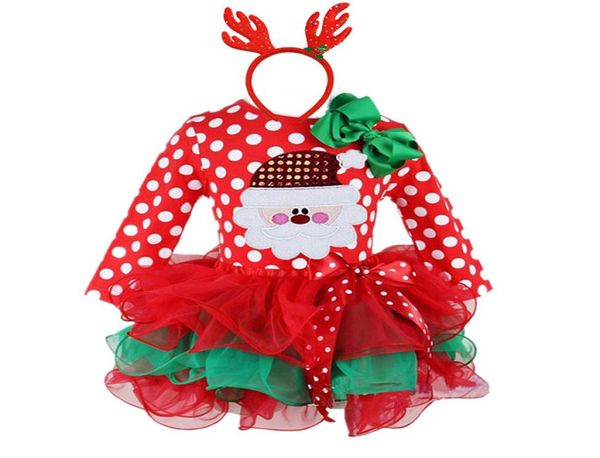

16t santa claus christmas dress kids party new year costume winter snowman baby girl clothes christmas tree children clothing1774570, Red;yellow