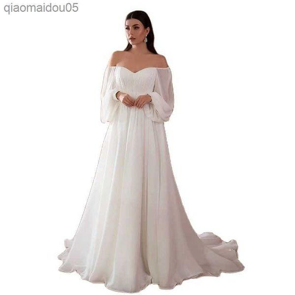 

pregnant women off shoulder long sleeve dress maternity maxi gown pregnancy summer p shoots pgraphy props dresses l230712, White