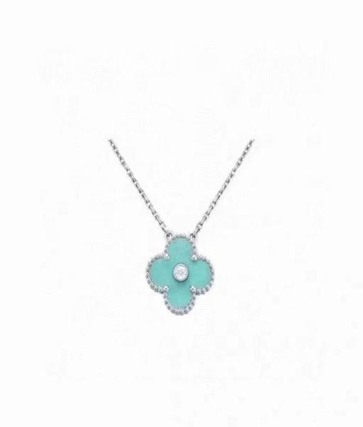 

pendant necklaces 2022 christmas limited edition clover designer pendant necklaces for women retro vintage silver 4 leaf light blu4079336