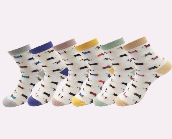 

animal women socks colorful cute sausage dog cotton cartoon couple lady girl spring summer socks zoo9510907, Black;white