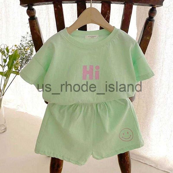 

clothing sets clothing sets 2176b toddler girl clothes summer boy and set letter hi shortsleeve t shirts pants kids suit 2pc x0712, White