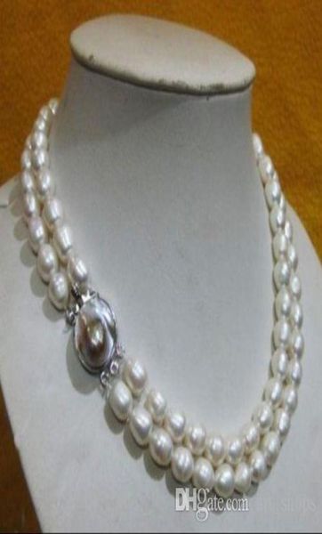 

f 2 rows 810mm akoya white baroque pearl necklace 1718quot04829978, Silver