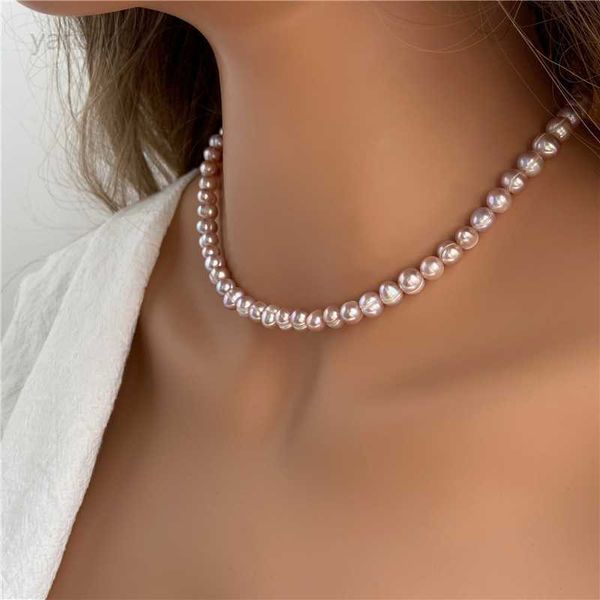 

pendant necklaces trend jewelry purple natural pearls necklaces freshwater pearls beaded necklaces for women female pearl choker fashion jew, Silver