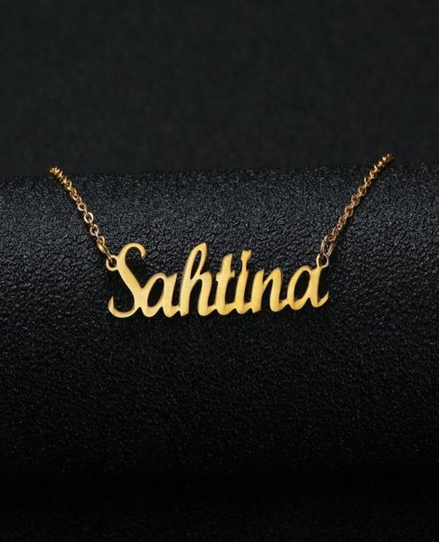 

gold silver color personalized custom name pendant necklace customized cursive nameplate necklace women handmade birthday gift4620869
