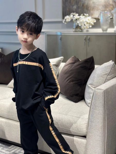 

kid boy korea style clothes set two-piece for fleece and t-shirt or pants clothe sets 100-160 fashion designer boutique 2023, White