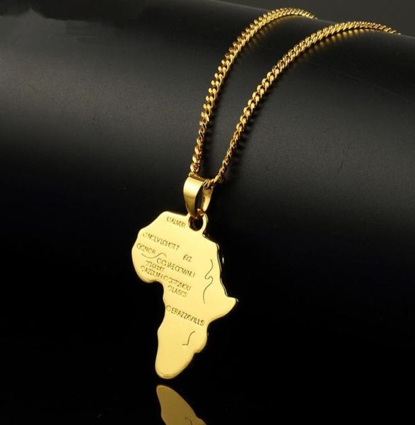 

trendy men gold silver africa map pendant necklaces fashion jewelry for 18k gold plated 60cm long chain micro hip hop rock mens7179279